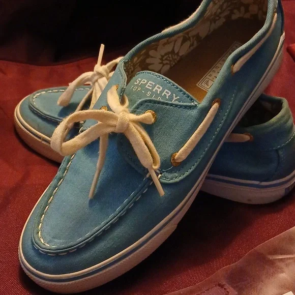 Sperry Womans Teal and White Boat Shoes 8.5 - Picture 3 of 7